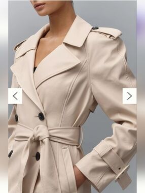 AVEC LES FILLES Forever Faux Strong Shoulder Double-Breasted Trench Coat Xs